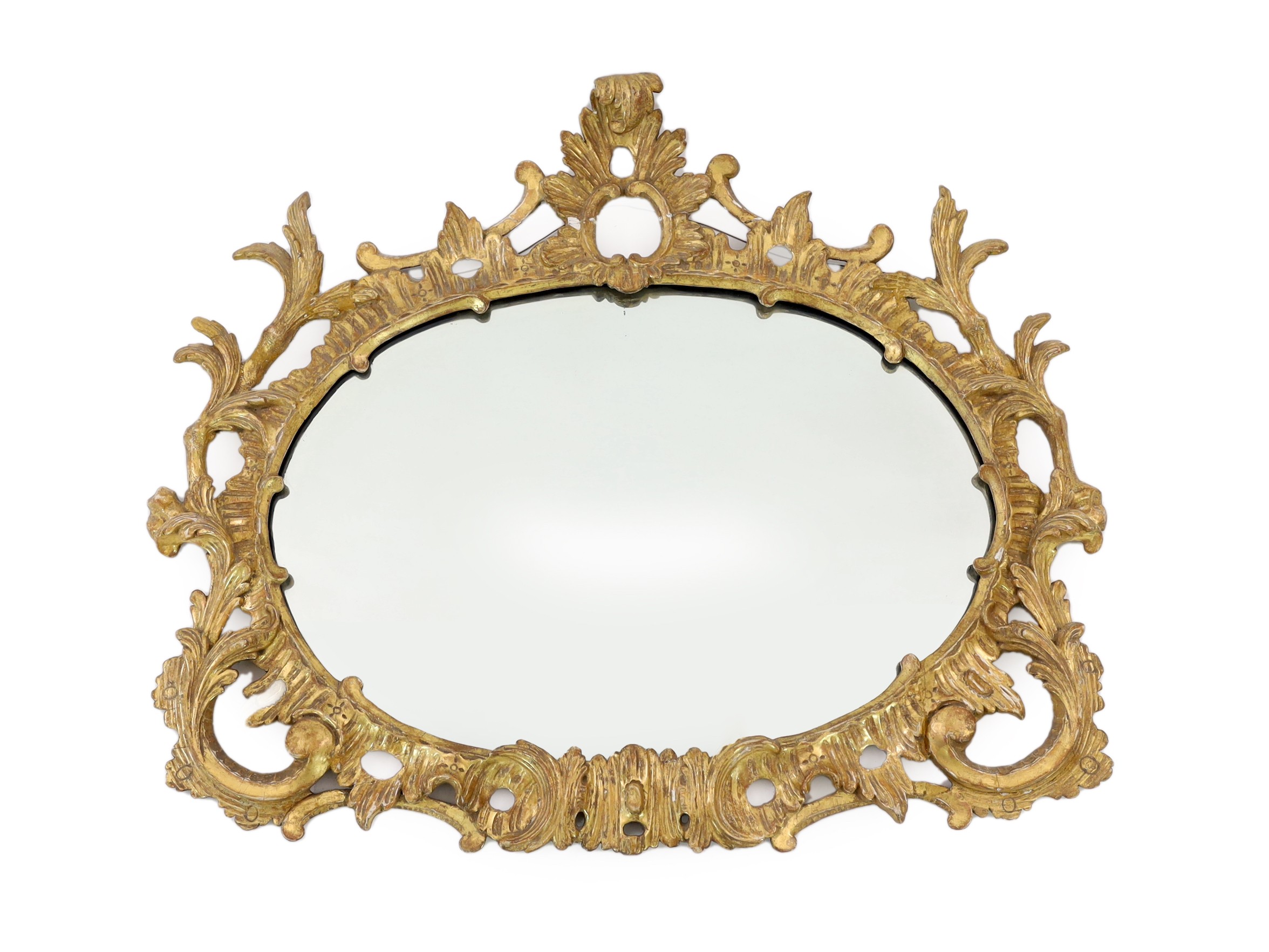 A George III carved giltwood landscape wall mirror, width 72cm height 59cm